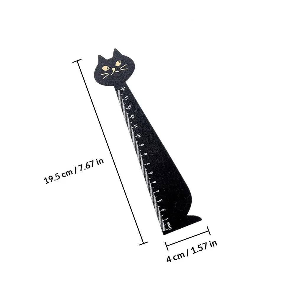 6Pcs Lovely Cartoon Cat Ruler Wooden Straight Ruler for Students School Office Home Use Clear Number Scale Accurate
