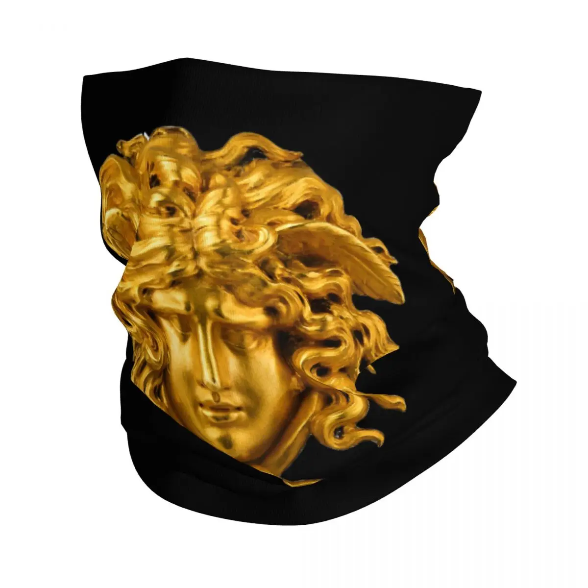 Elegant And Chic French Golden Haired Bandana Neck Cover Mythological Greek Medusa Face Scarf Warm Headband Fishing Unisex Adult