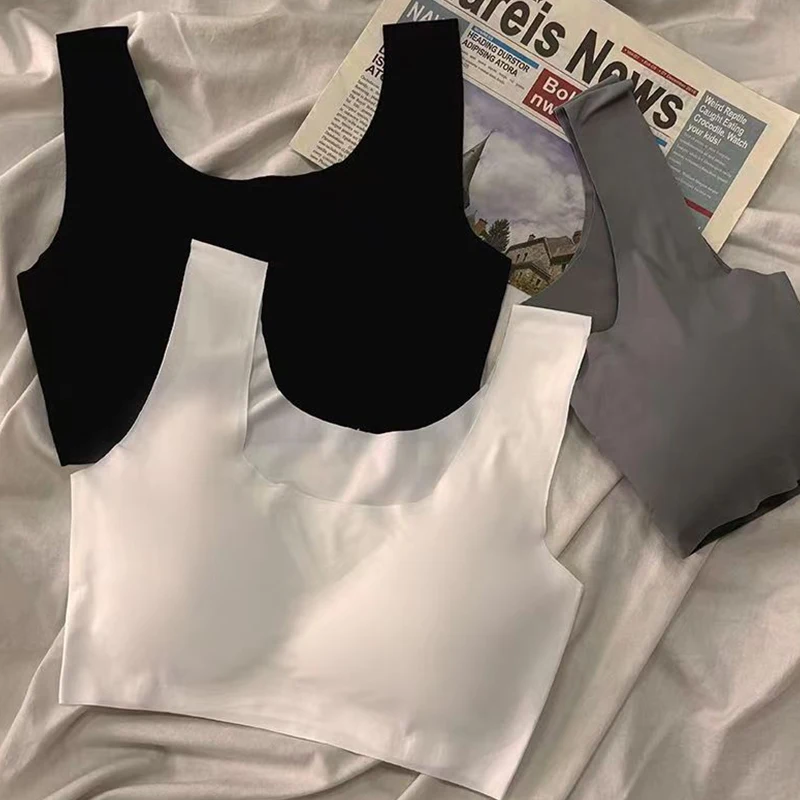 Roupa íntima para meninas sem suspensórios de anel de aço sutiã esportivo sutiã de estudante reunido sem costura colete pequeno