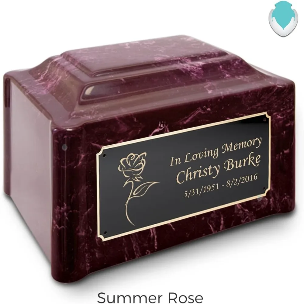 جرة حرق مخصصة للبالغين منقوشة من الرخام المزروع بتصميم الورد - تحية الورد الصيفي