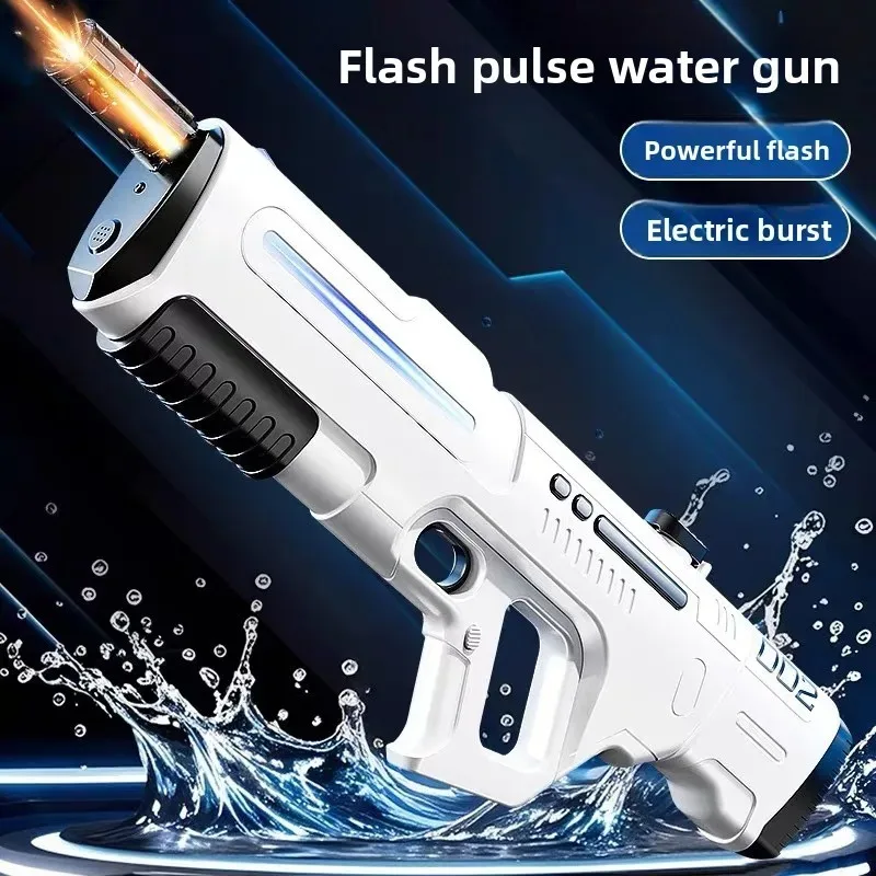 Pulse Continuous Firing Watergun Electric Water Gun Powerful Water Spray Large Capacity Automatic Water Absorption Squirt Gun
