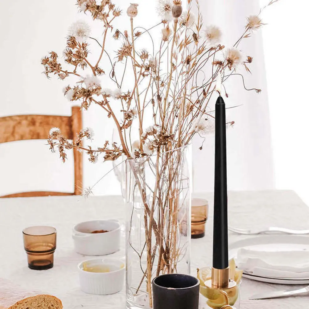 مجموعة شموع مستدقة سوداء مكونة من 4 قطع، شموع مستدقة أنيقة للعشاء لمطعم البار وديكورات الحدث وديكور المنزل #2