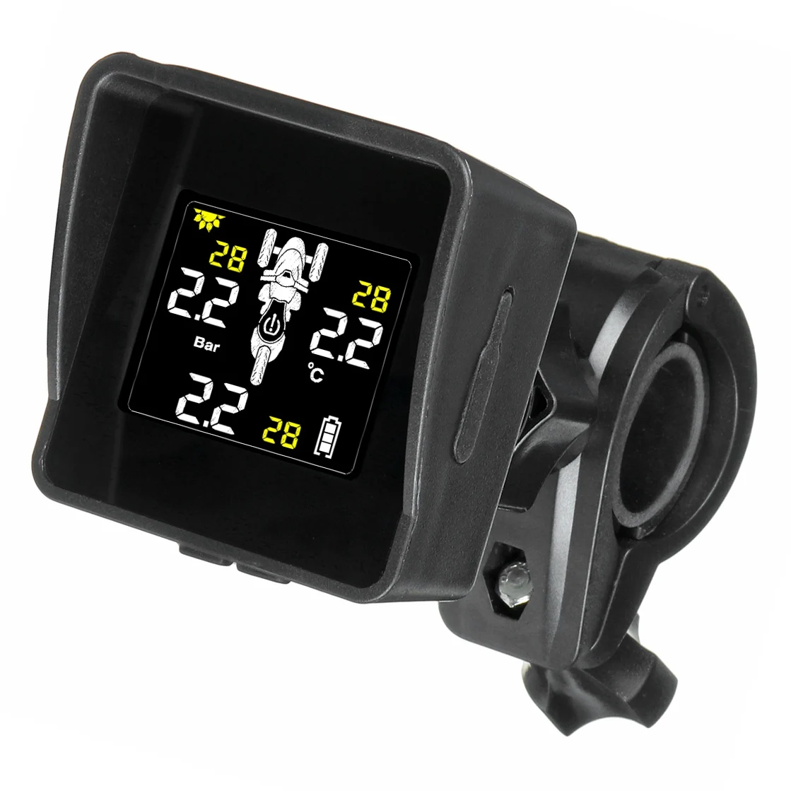 Imagem -06 - Sistema de Monitoramento de Pressão Solar sem Fio do Pneu Monitor de Motocicleta Tpms Display Lcd Sensores Externos