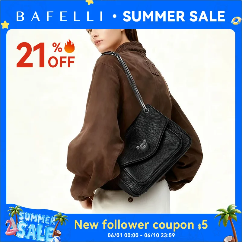 BAFELLI Trendy Chained Tote Bag for Women, Soft Leather Crossbody & Shoulder Bag, 2026 new Fashion Chic Luxury Handbag