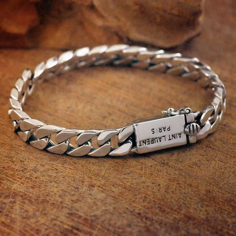 Cuban Bracelet metal personality Hip hop Punk Style male adolescent silvery Cool bracelet Daily Retro Accessories Holiday gifts