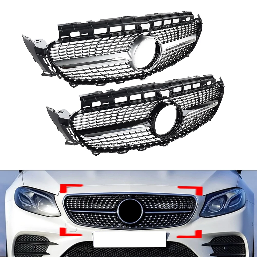 

Car Front Bumper Diamond Grille Grill For Mercedes Benz E Class W213 E200 E300 E400 E43 AMG 4Door Sedan 2016 2017 2018 2019 2020