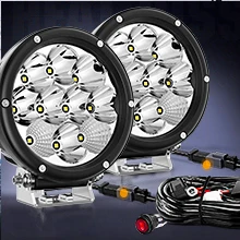 Nilight Pro Series 5.7 Inch Round LED Driving Offroad Light 50W 6500LM Spot & Flood Beam, IP68 Off-Road Light with 16AWG DT Wiring Harness for ATV, UTV, SUV, Motorcycle, Truck & Boat