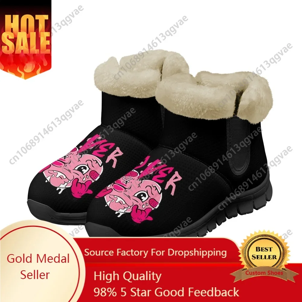 

Pink Loser Lover Pink Drip Heart Snow Boots Mens Womens Teenager Shoes Keep Warm High Quality Couple Sports Custom Sneakers