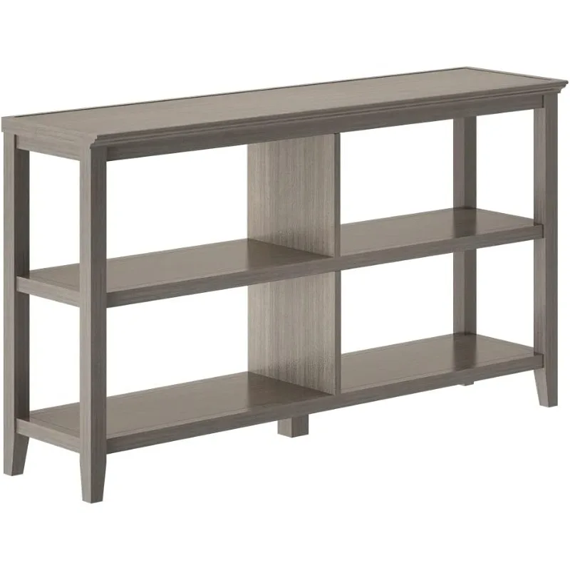 Edenton 2-Tier Open Bookshelf, Bookcase, Sofa Table, Washed Gray