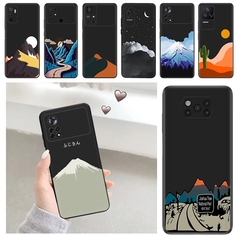 Phone Case For Xiaomi POCO X5 M3 M4 M5S C40 C50 C51 F3 F4 F5 X4 X3 14 Snow Mountain Volcano dune Redmi A3X Soft Protective Cover