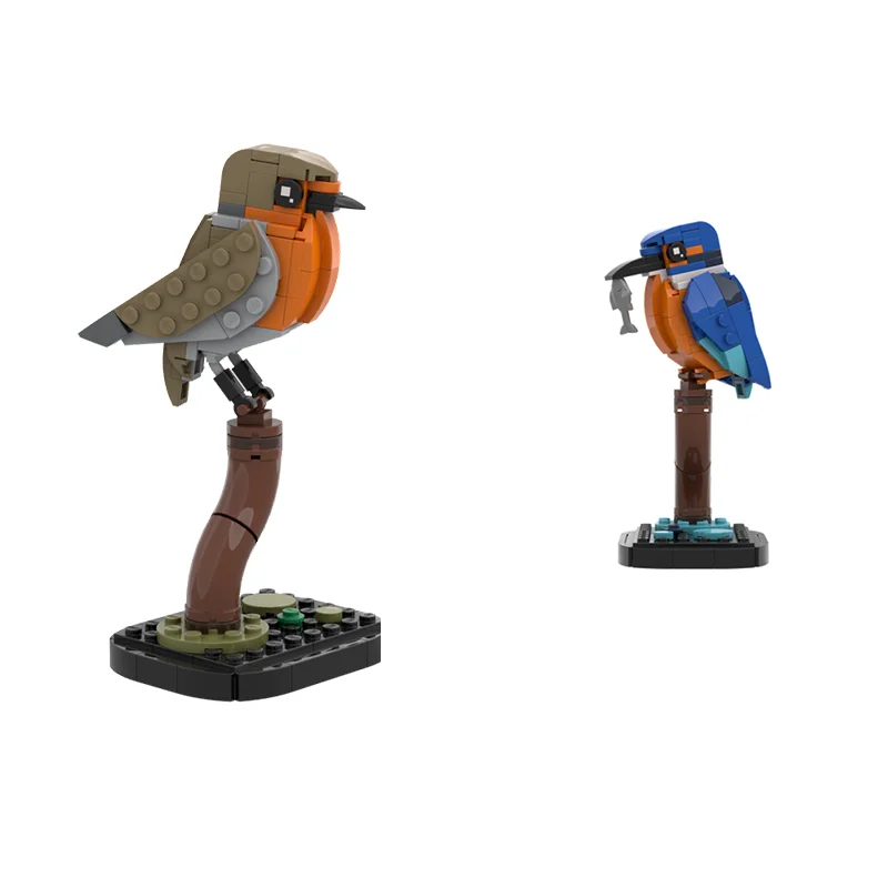 

MOC Animal Bird Raven Kingfisher Feral Pigeon Model Building Blocks Set Robin Eagle Assembly Bricks Toys Birthday Xmas Gifts