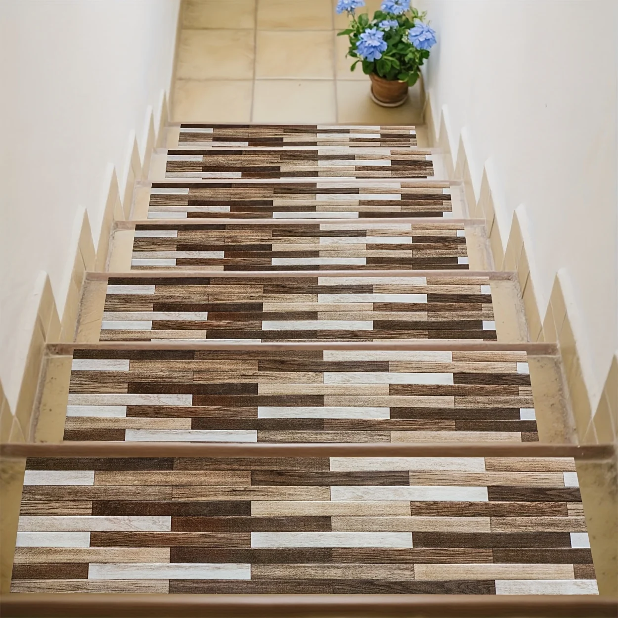 

Набор из 7/15 шт. коричневых противоскользящих ковриков для лестниц с узором под дерево, 8x30 дюймов, длинные полосы для ступеней, коврик для края ступеней