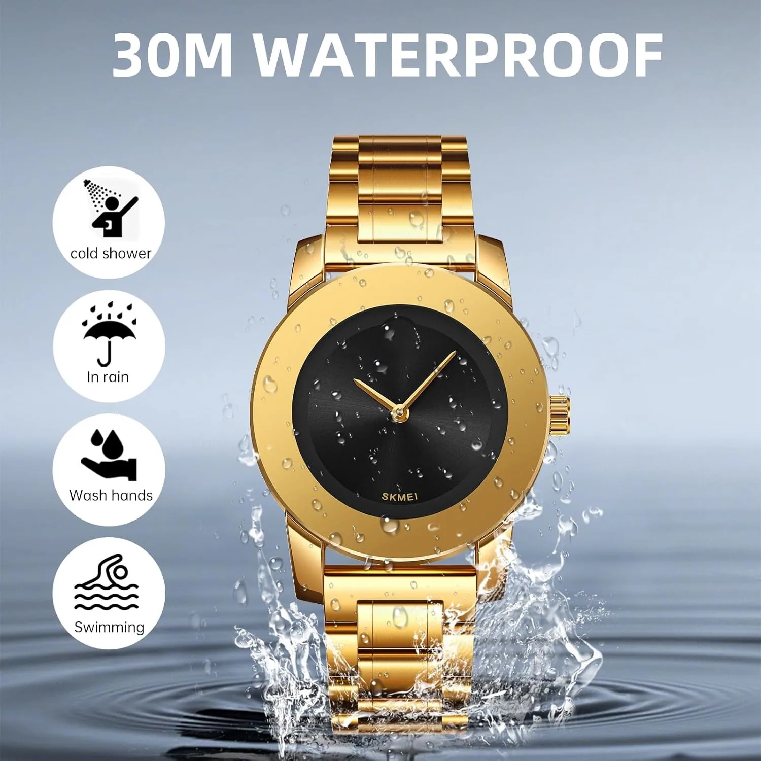 ساعة يد كوارتز كاجوال عصرية تناظرية من الفولاذ المقاوم للصدأ للنساء