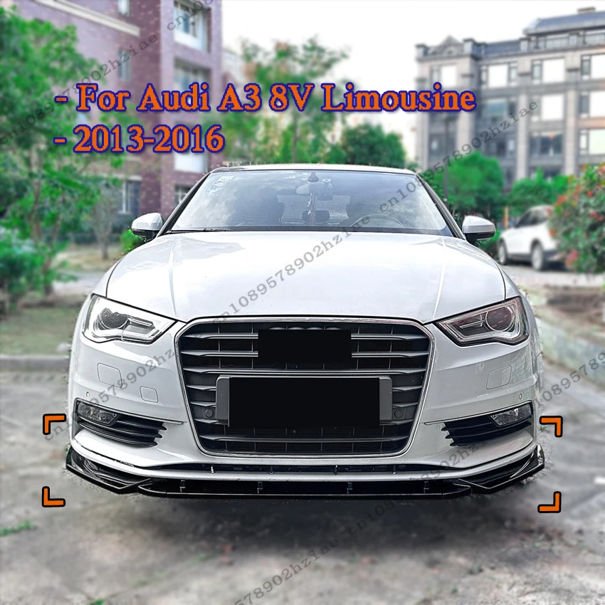 

Front Bumper Spoiler Splitter Lip For Audi A3 8V Limousine Standard Edition 2013-2016 TDI TFSI Gloss Black Body kits Tuning ABS