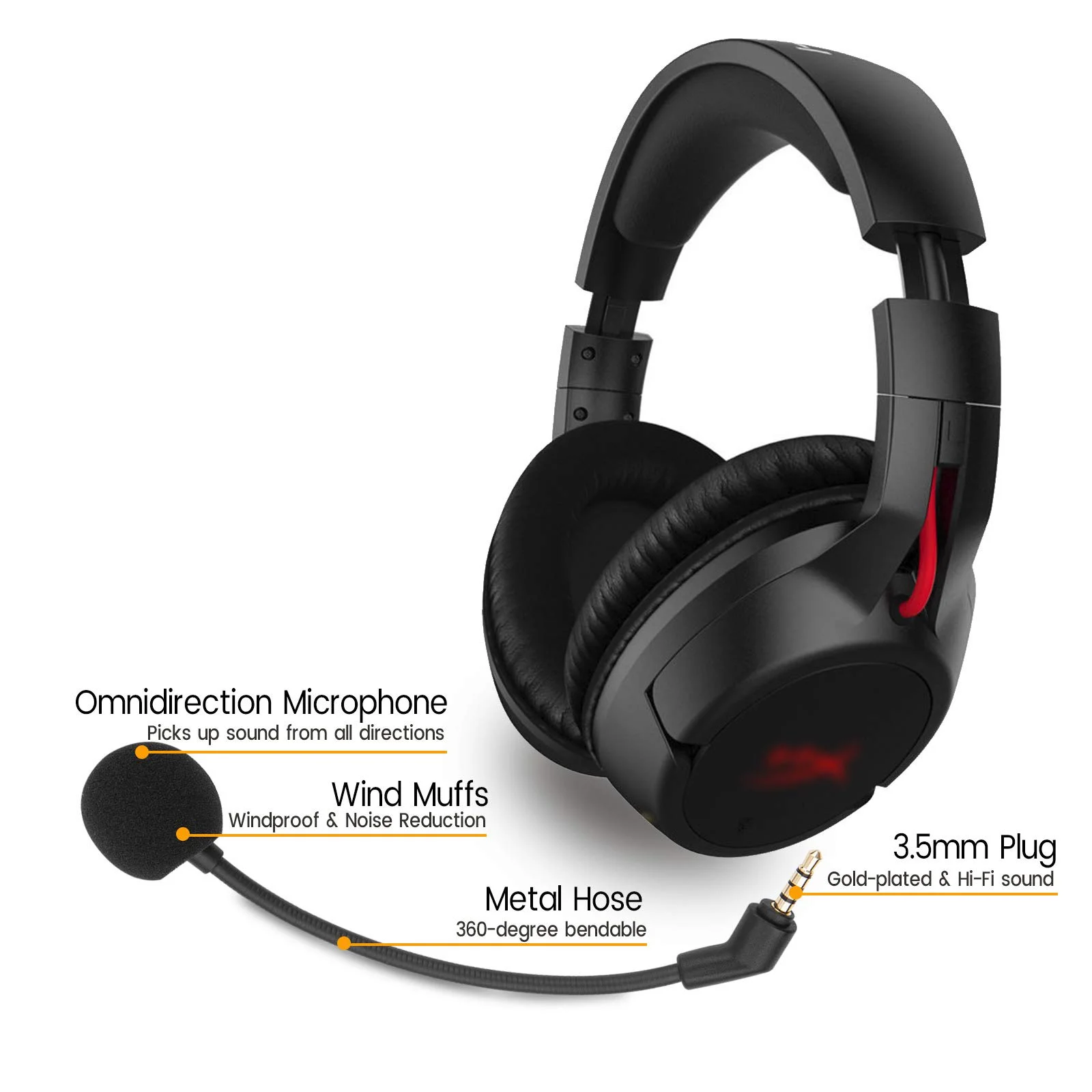 Съемные Сменные Игровые наушники с микрофоном, разъемами Aux 3,5 мм и шумоподавлением для Kingston HyperX Cloud Flight S