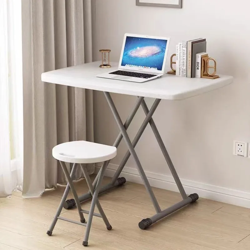 Plastic folding table Simple household study table Computer table Adjustable height Easy storage dining table