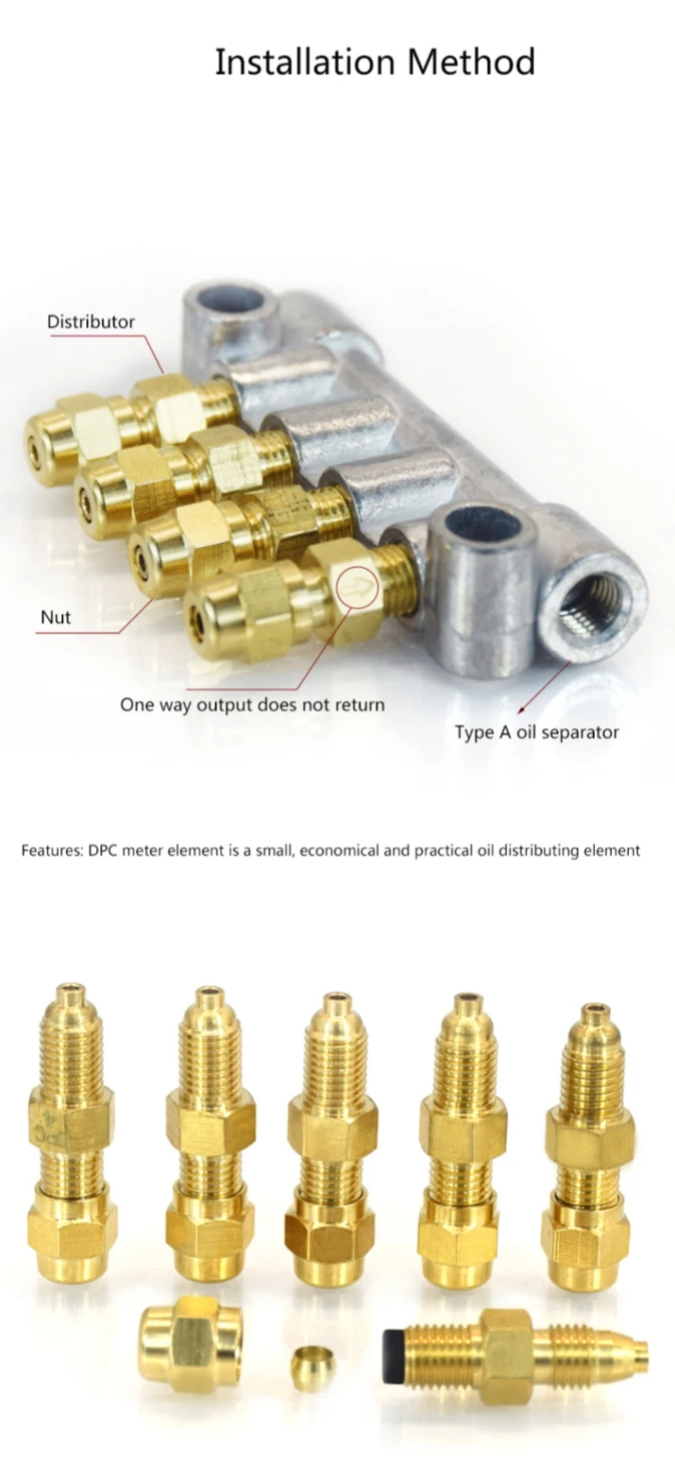 M8 * 1 Einlass-/Auslass messing Öl fluss widerstands dosier einheit pss/DPC-3series für zentrales Schmier system/CNC-Maschinen zentrum – Detail 3