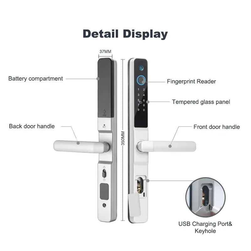 Smart Lock Tuya Wifi Remote Unlock Waterproof Biometric Fingerprint Digital Smart Door Lock With Camera