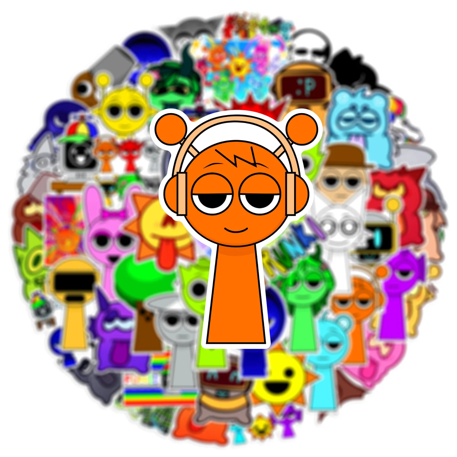 50 ملصق جرافيتي من القطيفة على شكل صندوق إيقاع من Incredibox ملصقات ألعاب الموسيقى المزخرفة للكمبيوتر