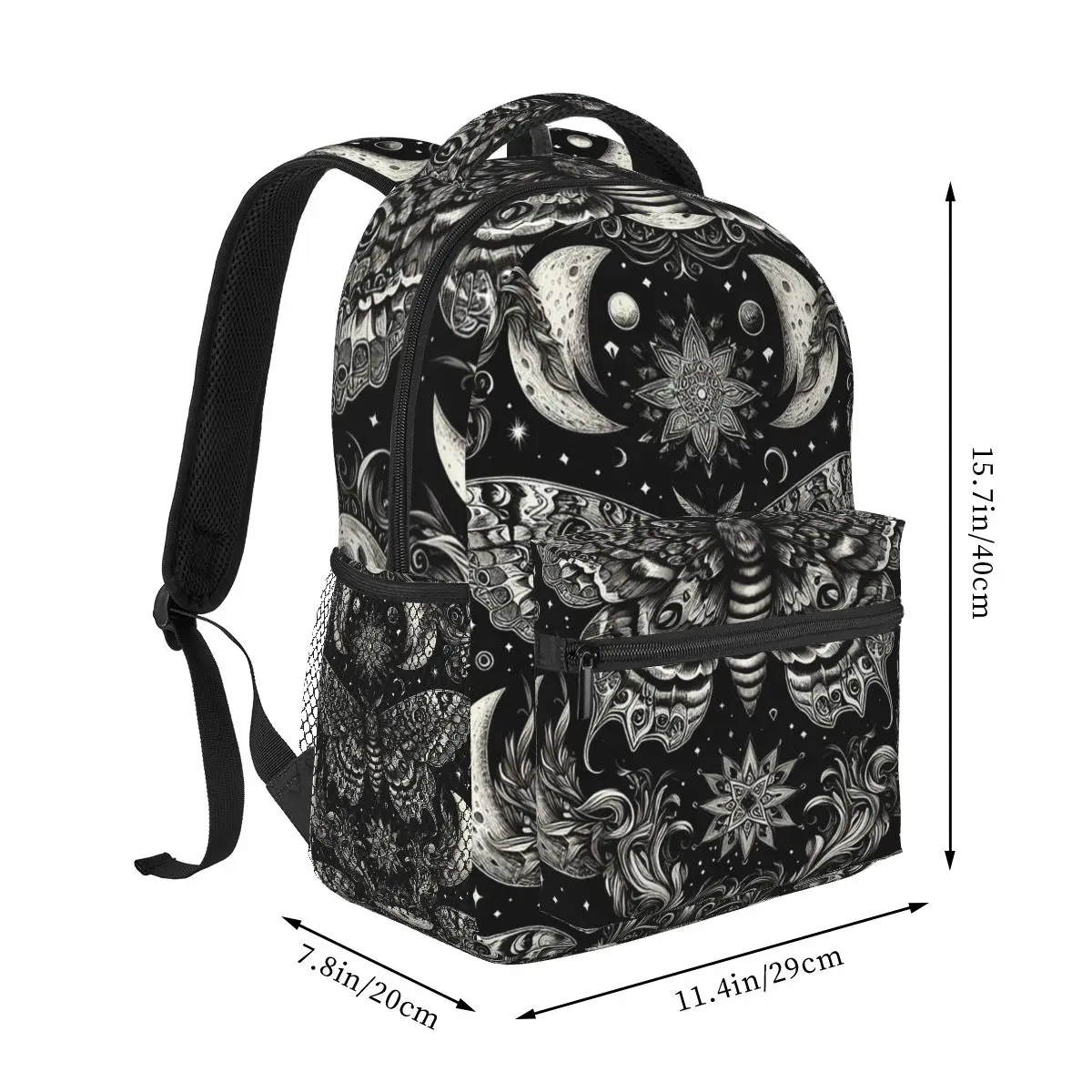 Dark Botanical Moth Gothic Insect Student Backpack School Bag Hiking Travel Daypack for Men Women Fashion Bookbag Shoulder Bags