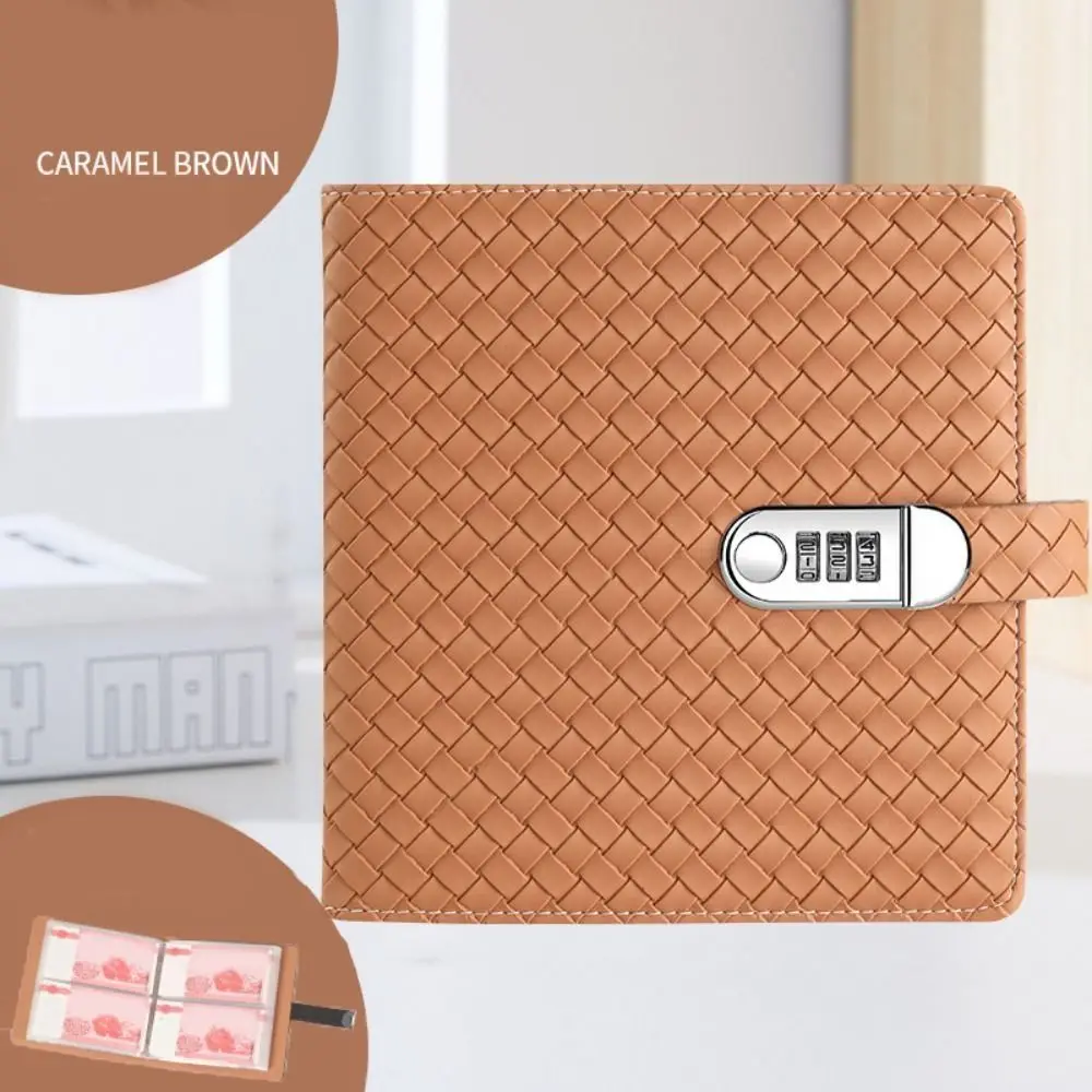 Emboss FWeaving Texture Envelop Savings Challenges Book 50Sheets Savings Handbook Saving Money Binder Account Book PU Leather
