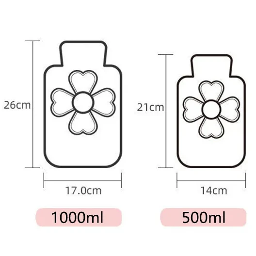 Flannel Hot Water Bottle Hand Warmer Winter Cute Kawaii Water Bottle for Girls Portable Waist Hand Bed Warm Bottles 500/1000ml