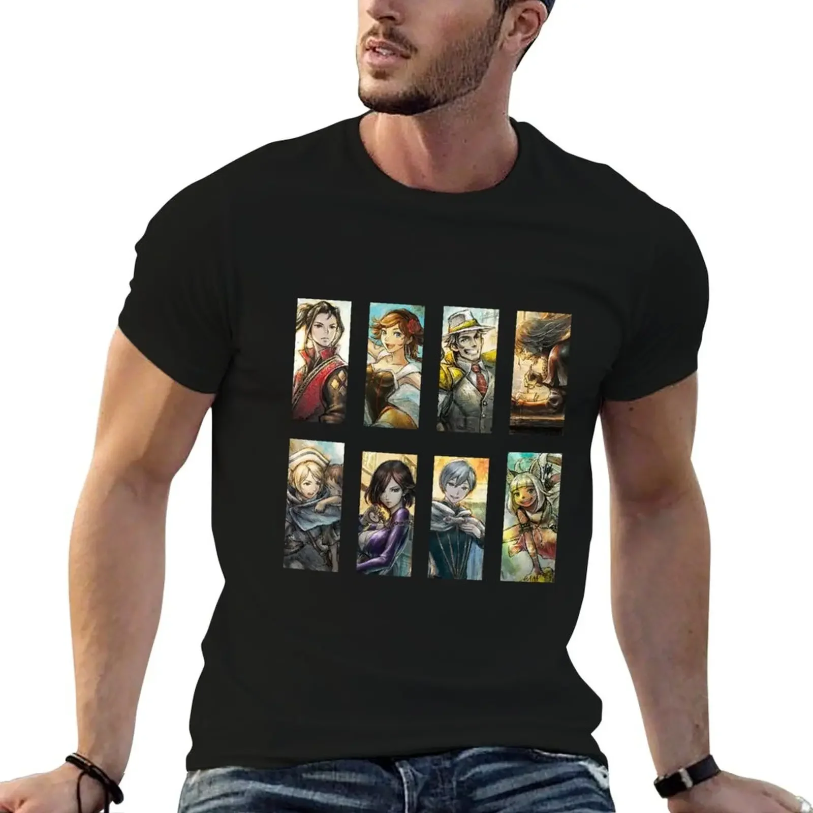 

Octopath traveler 2 all heroes T-Shirt summer top anime tshirt baggy shirts man clothes Short sleeve tee men