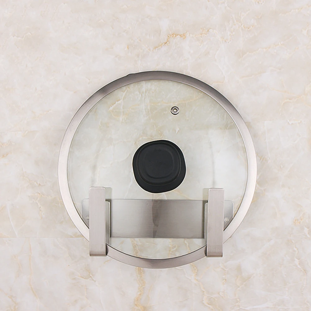 

Stainless Steel Pan Cover Rack Wall Mounted Pot Lid Holder Small Space Saving Kitchen Organizer Cutting Board Shelf