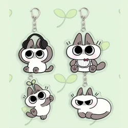 Cartoon Acrylic Keychain Whimsical Siamese Cat Design Animal Shaped Keyring With Lobster Clasp Cute Cat Pendent For Decoration
