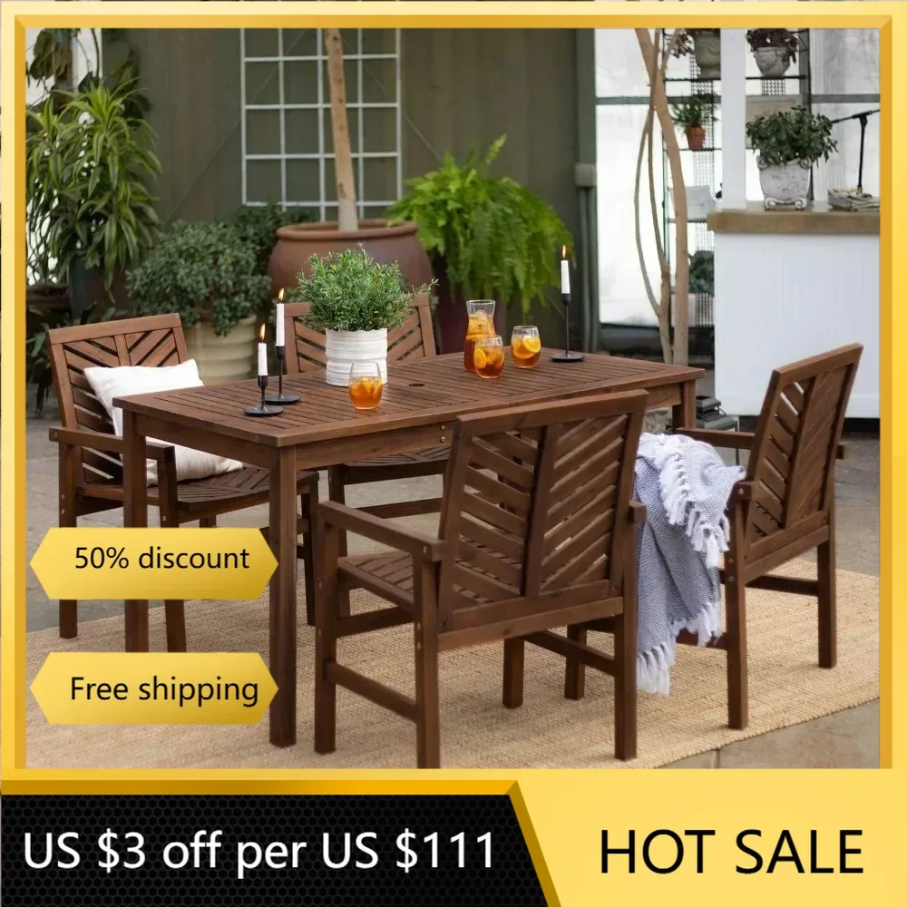 

Outdoor Garden Furniture Sets Dark Brown Dining Table Set 5 Piece Dinning Tables Sets Backyard Patio Chair Living Room Rattan