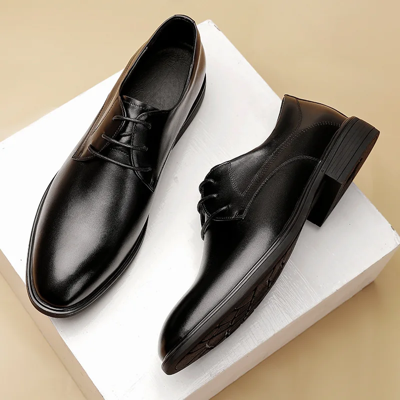 

Business Leisure Soft Soles Top Layer Cowhide Breathable Work Commuting Single Men Casual Shoes Comfortable Leather Men’s Shoes