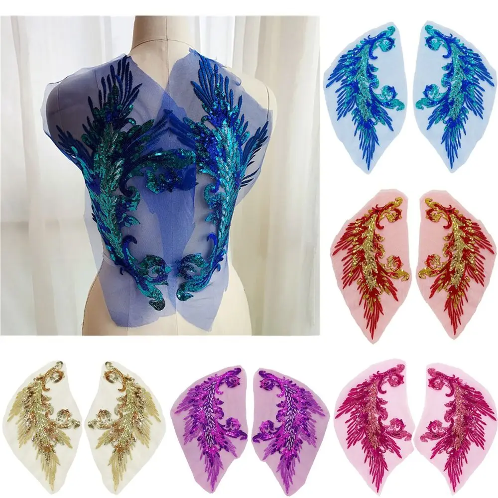 DIY Phoenix Tail Feather Sequined Embroidery Patches DIY Sequins Patches Iron on Patches Classic Fashion Dresses