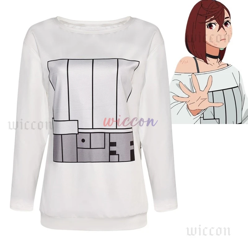 

Female Momo Ayase Cosplay Costume Anime Dandadan White Long Sleeved Shirt Hoodie Outfits Halloween Carnival Party Fantasia Suit