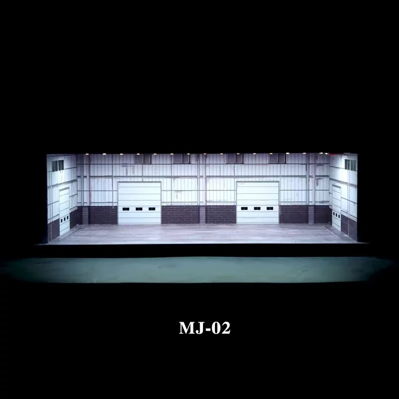 โมเดลโรงจอดรถรถยนต์ขนาด 1/64 พร้อมไฟ LED ฉากลานจอดรถ ตู้โชว์ ของตกแต่ง ของขวัญ