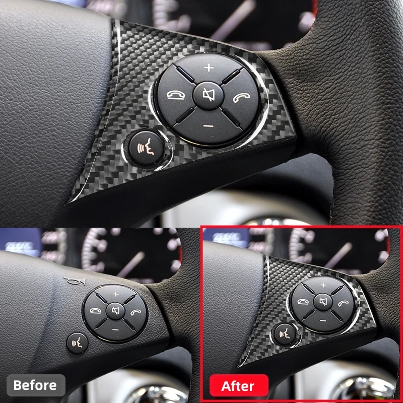 สำหรับ Mercedes Benz C Class W204 2007-2014 Setir mobil แผงปุ่มตกแต่งกรอบคาร์บอนไฟเบอร์สติกเกอร์อุปกรณ์ตกแต่งภายใน