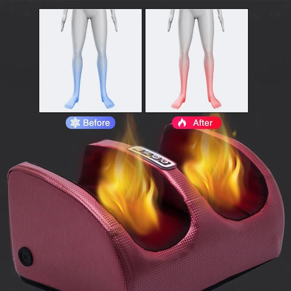 Electric Foot Massager Infrared Heated Roller Shiatsu Knead Relax Calf Deep Muscles Tissue Relief Feet Fatigue Muscle Vibrating