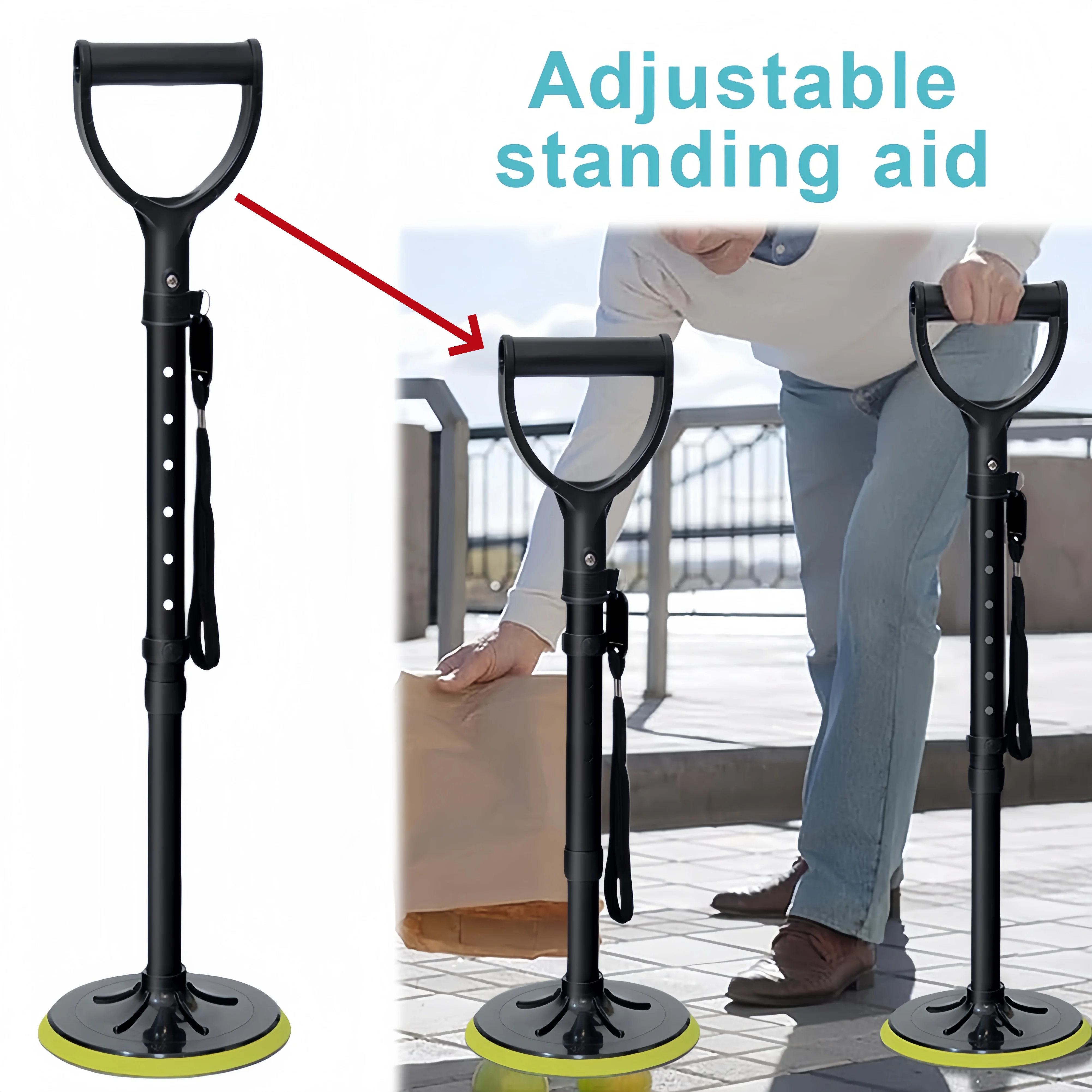

Mobility Aid Tool 7 Height Levels Adjustable Standing Aid Device Elder Cane Stand Assist Aid For Elderly For Mobile Daily Living