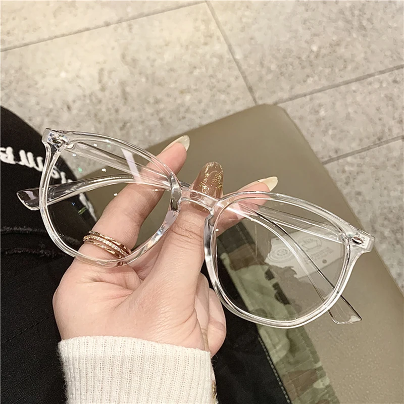 Transparent Computer Glasses Frame Women Men blue membrane polygon square Eyewear Blocking Glasses Optical Spectacle Eyeglass