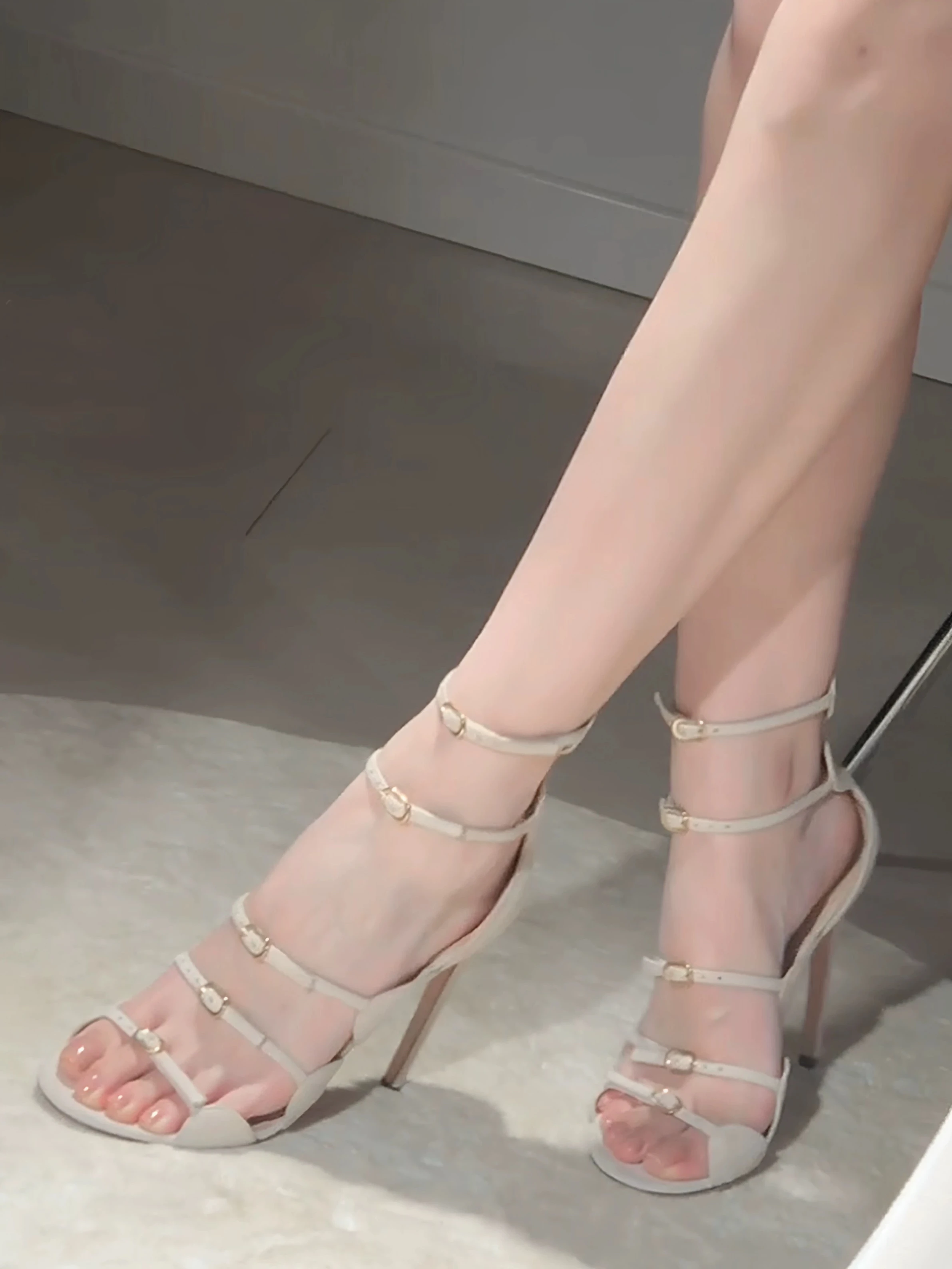 Summer 2026 Women's Fashion Sandals with Back Zipper Thin Heel Strap Buckle Versatile Open-Toe High Heels Comfortable All-Sea...