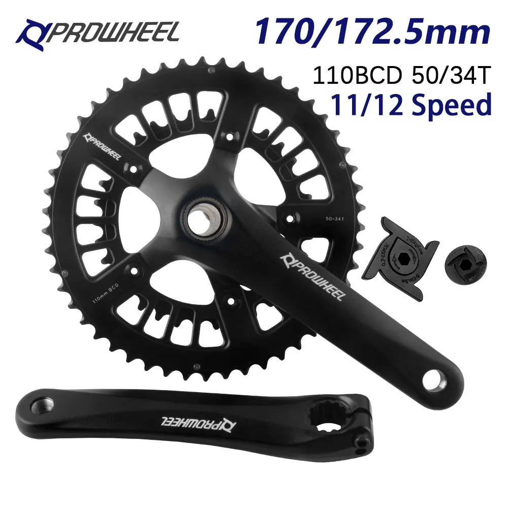 

Prowheel Road Bike Crankset 170 172.5mm Bicycle Sprocket 50T 34T Crown 110BCD BB68 Speed Bike Bottom Bracket Cycling Parts