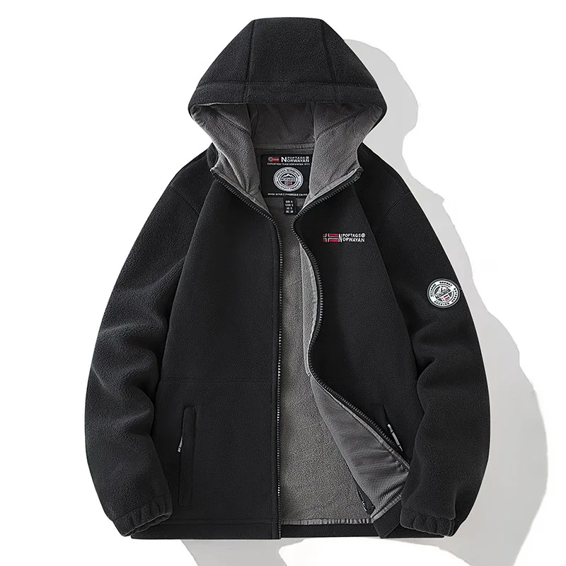 Mens Plus Size Hooded Fleece Coat 2024 Winter New Arrival Double Layered Thickened  Cold Proof  Warm