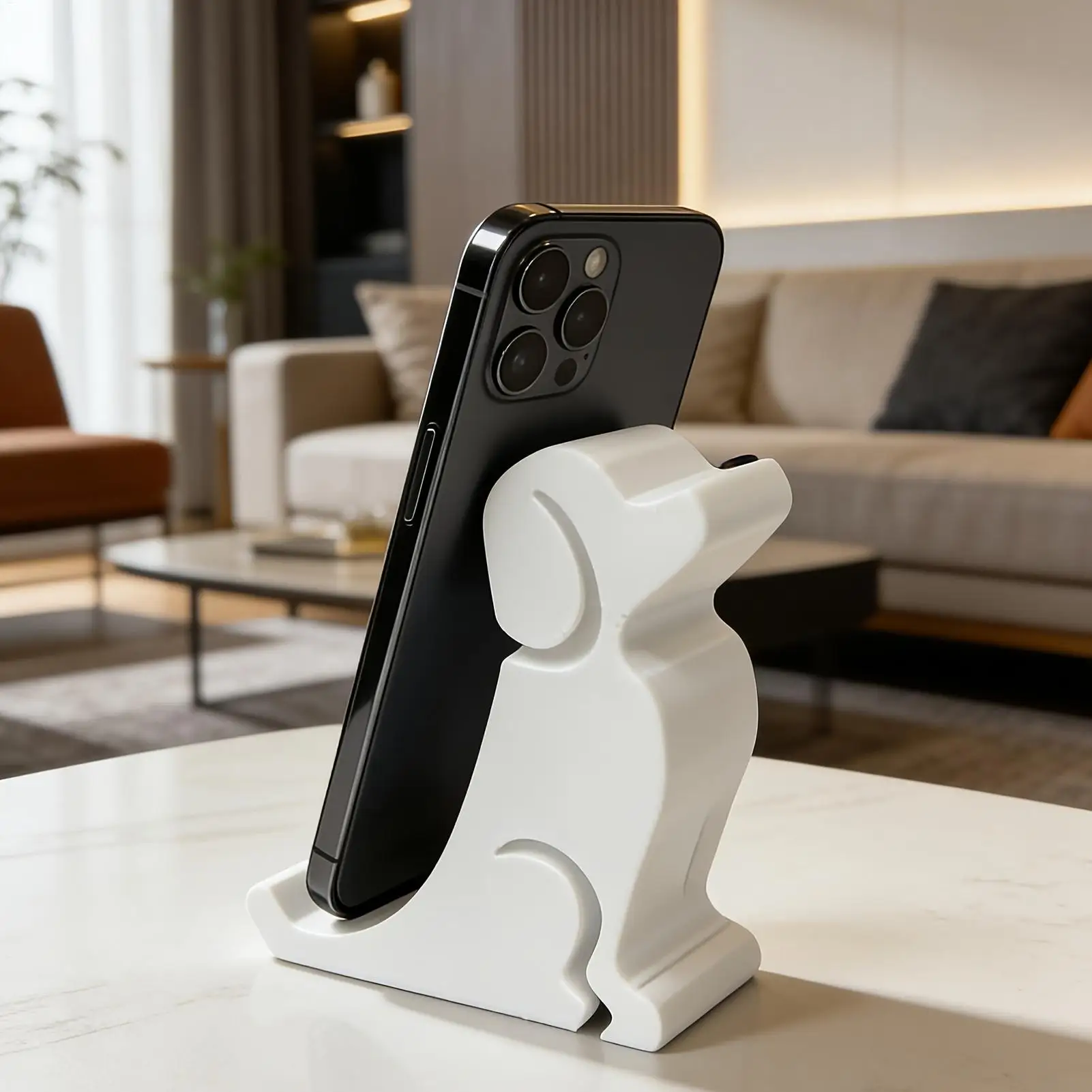

Cute Dog Figurine Phone Stand Anti-Slip Desk Cell Phone Holder Adorable Desk Decor & Functional Stand For Home Office Outdoor