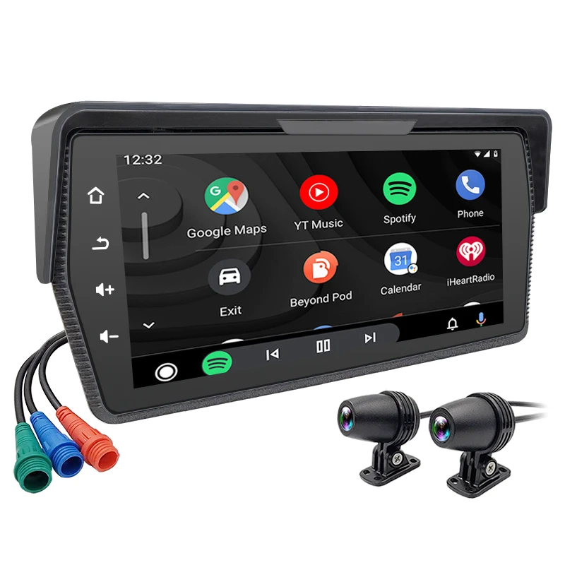 Portable Motorcycle Carplay GPS Navigation Waterproof Wireless Apple Carplay Android Auto Display Screen Motorcycle Monitor