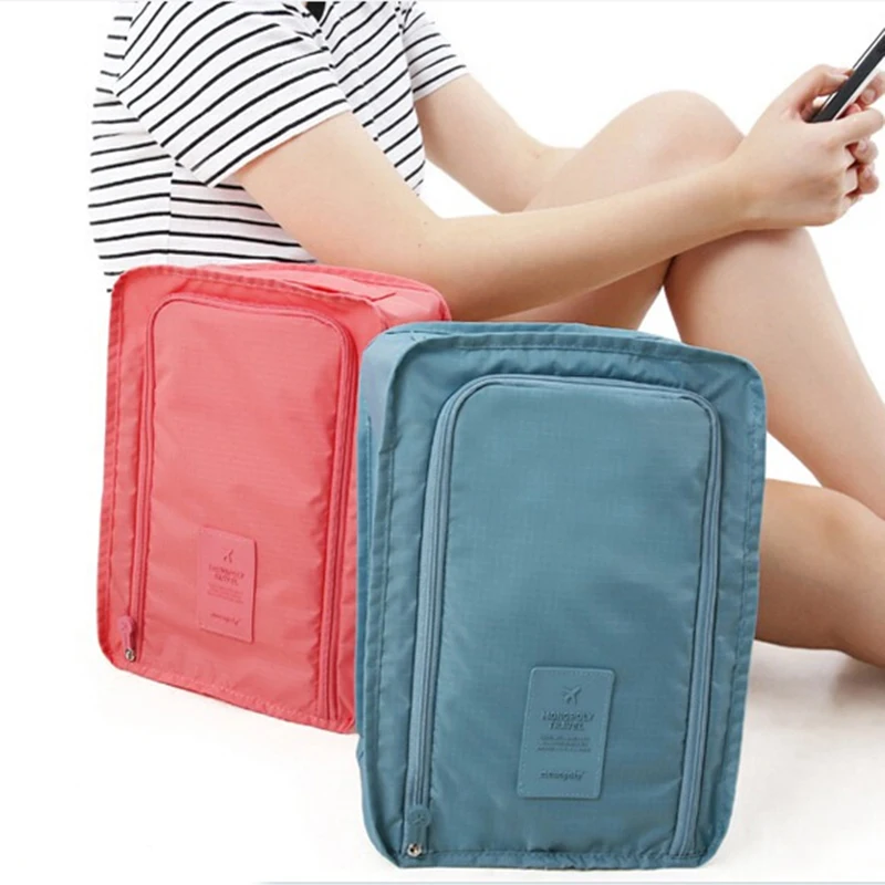 Waterproof And Dustproof Double-Layer Shoe Bag Travel Travel Underwear Cosmetics Toiletries Storage Bag 7 Color Folding Shoe Bag