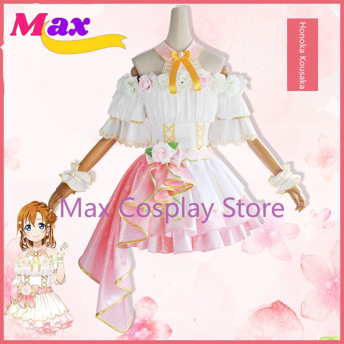 Max Anime School Idol Project Flower Festival μ's Honoka Kousaka Cosplay Costume Halloween Adult Man Woman Full Dress