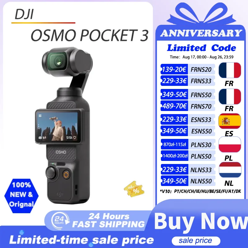 DJI Osmo Pocket 3 |   1-Zoll-Sensor + 2-Zoll-Drehbildschirm, 4K/120 fps, 3-Achsen-mechanische Bildstabilisierung, der Höhepunkt von Vlogging und Reisefotografie [Professionelle Qualität in Ihrer
