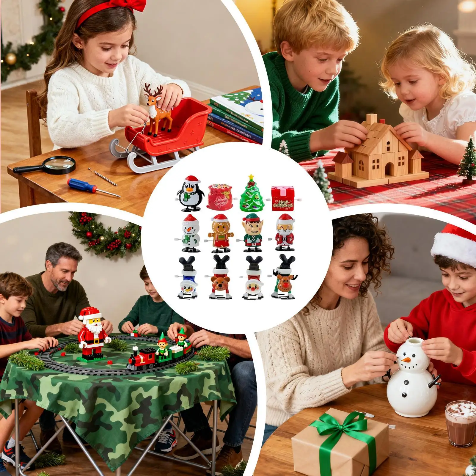 Wind Up Christmas Toys 12 Pieces Small Festival Wind Up Game Funny Christmas Educational Toy For Boys Girls Holiday Party