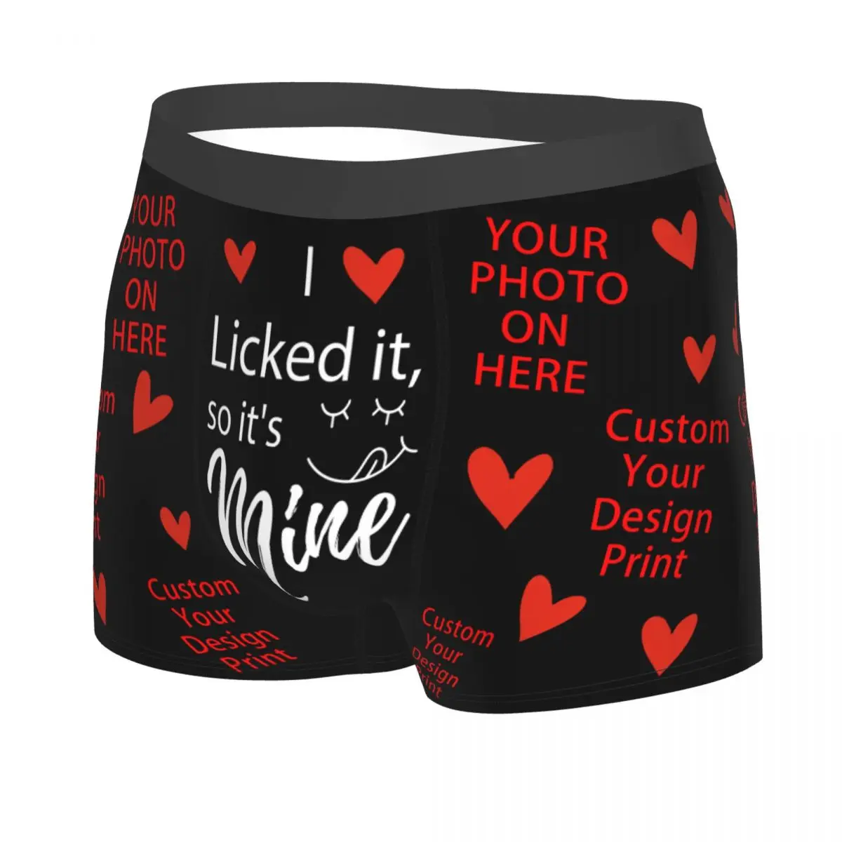 Funny Custom I Licked It So It's Mine Boxer Shorts For Men Sexy Customized Photo Print Underwear Panties Briefs Soft Underpants