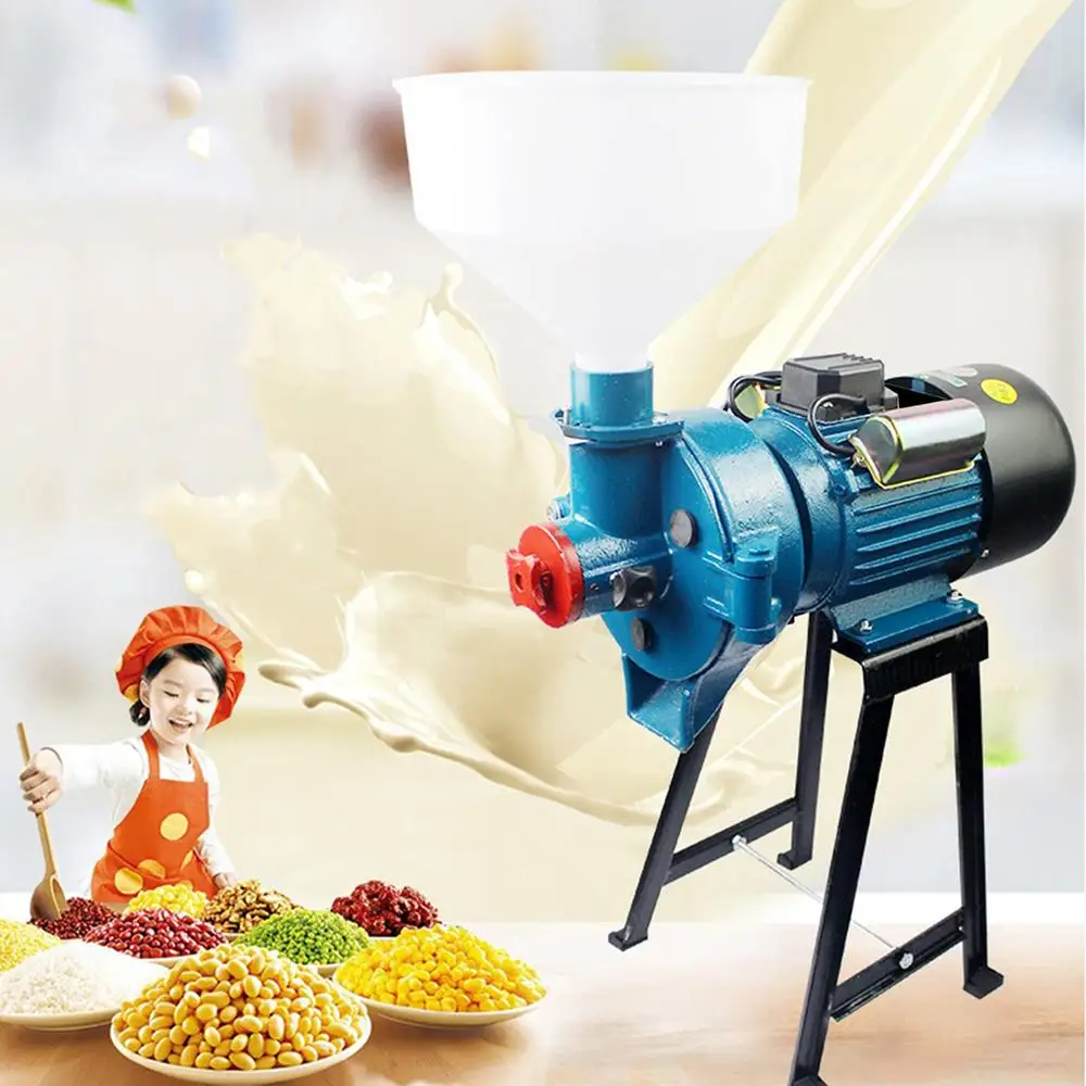 Electric 2-in-1 Grain Grinder Milling Machine Wet/Dry Refiner & Pulper High Power Efficiency Tofu Rice Coffee Steel Grinding