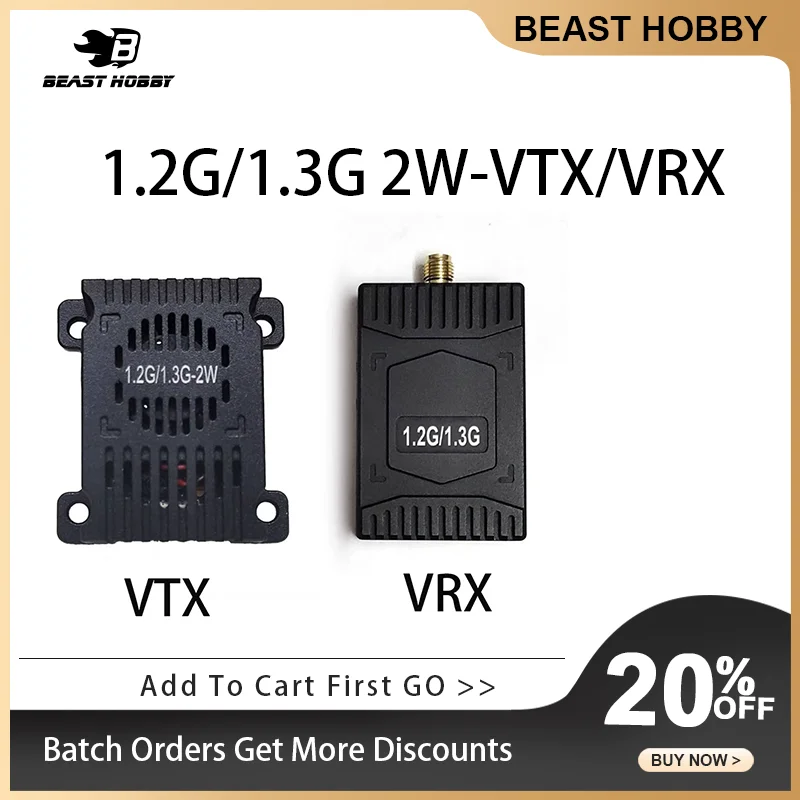 VTX1.2G-1.3G-2W VRX 1.2G-1.3G FPV Video Transmitter VTX-2W 1CH 9CH Wid Band Video Receiver for FPV RC Racing Drone Goggles